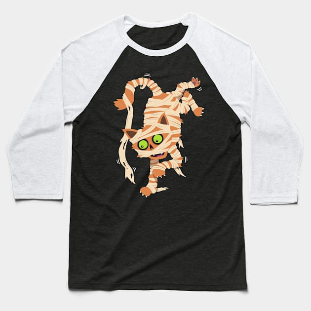 Cat-acomb (Mummy Cat) Baseball T-Shirt by NoBonesNoProblem